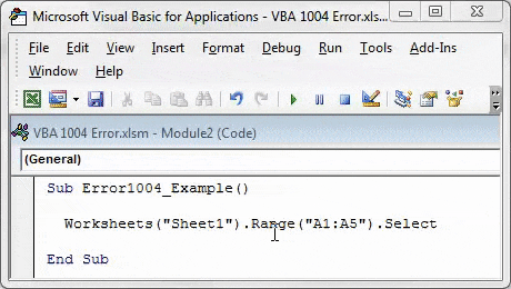 VBA Run Time Error 1004 in Excel 3