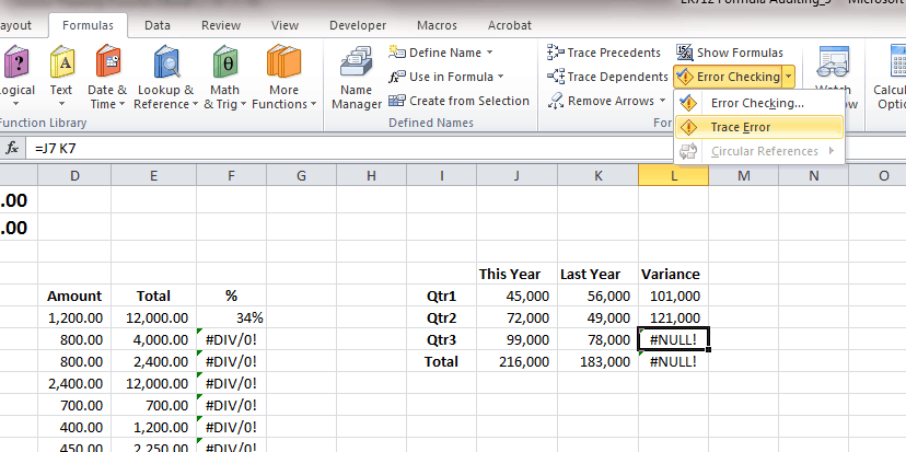 Error Checker in excel