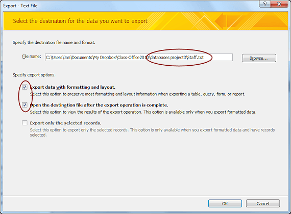 Export data with formatting and layout